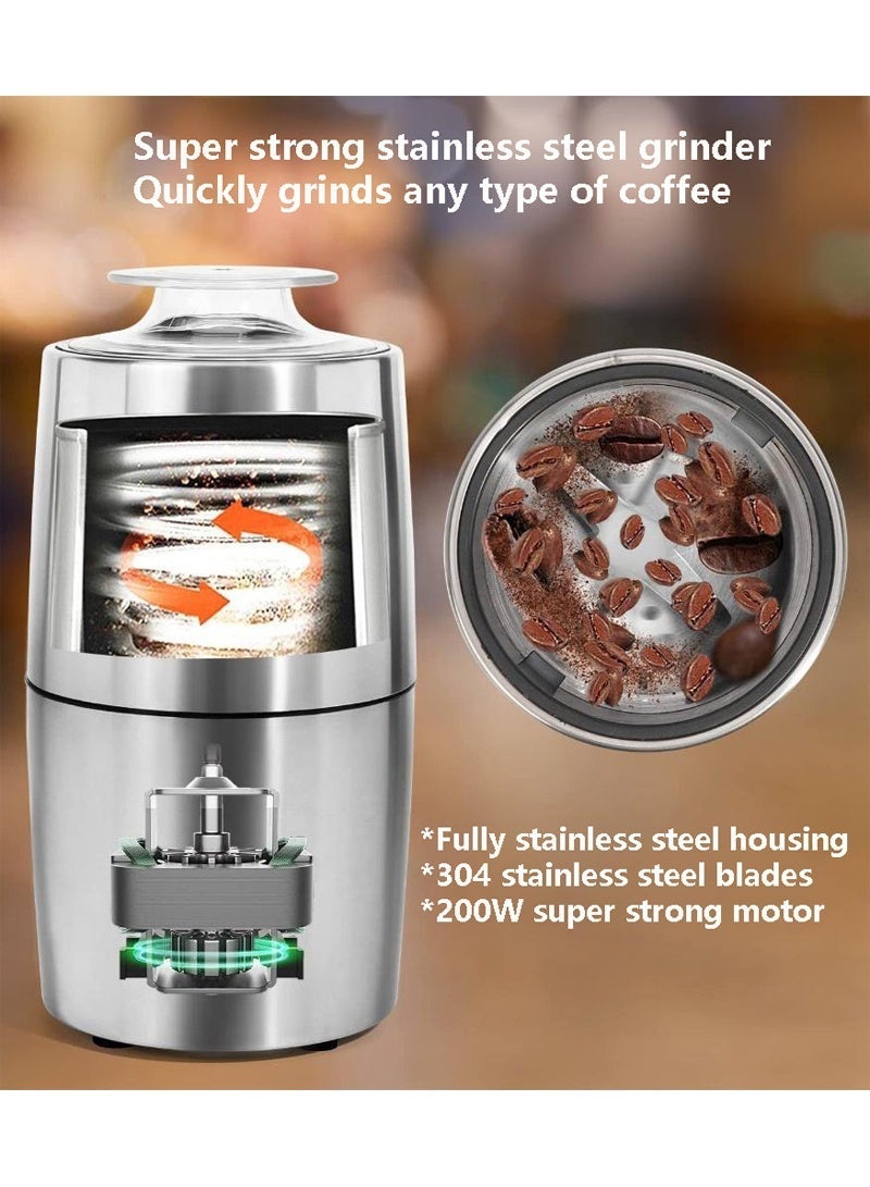 ET-LIFE 200W 60g Coffee Grinder, Stainless Steel, for Finer and Controlled Output, Makes Food Preparation Quick and Easy CG-0523 Silver - Image 2